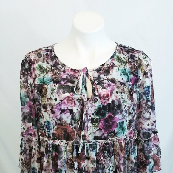 NWOT Jessica Simpson Maternity Floral Semi Sheer Peasant Blouse - Picture 2 of 11